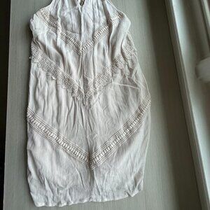Crochet High Neck Cream Dress